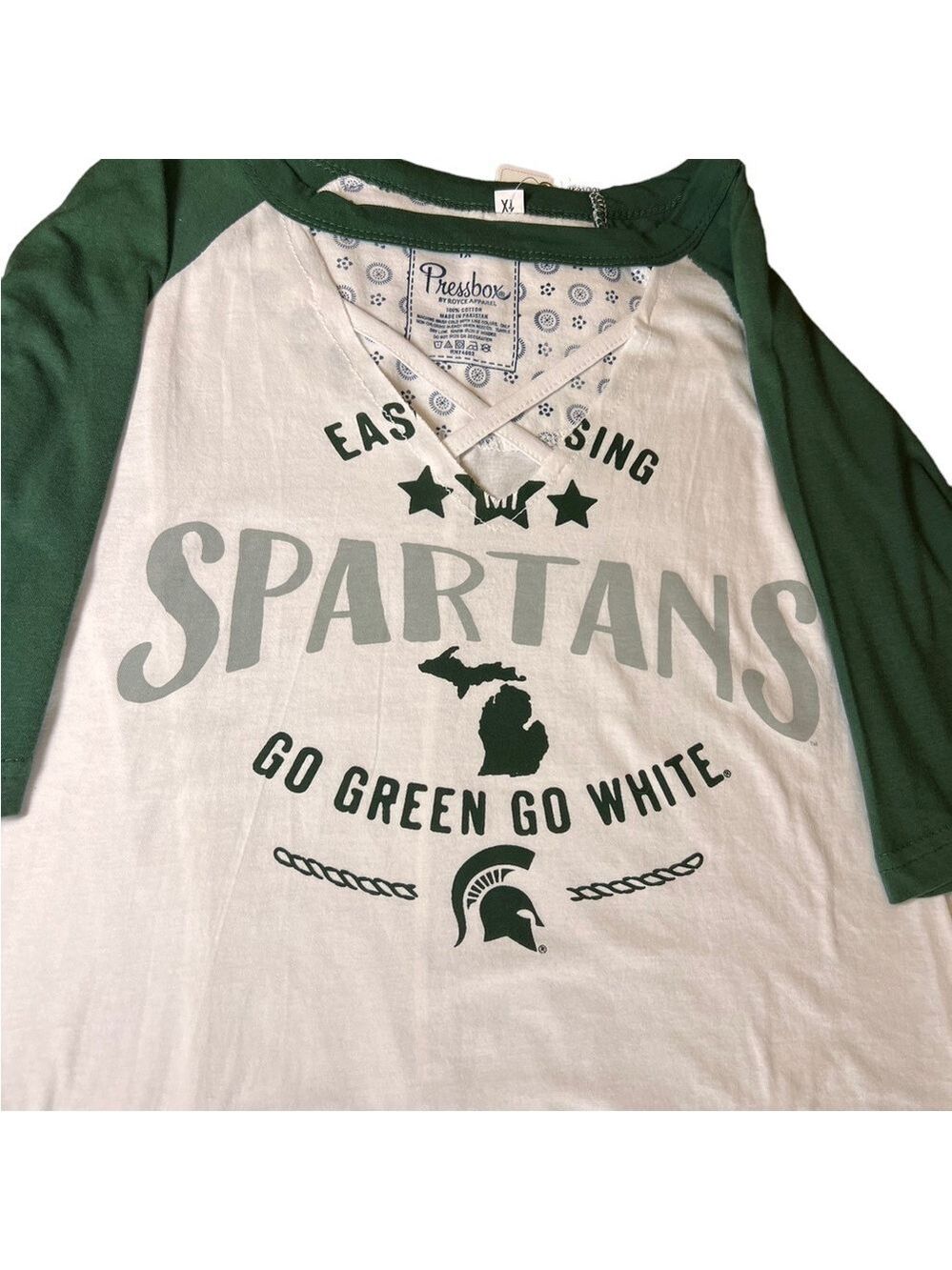 Michigan State University Spartans Women’s Criss Cross T-Shirt Size 1X New - Picture 9 of 10